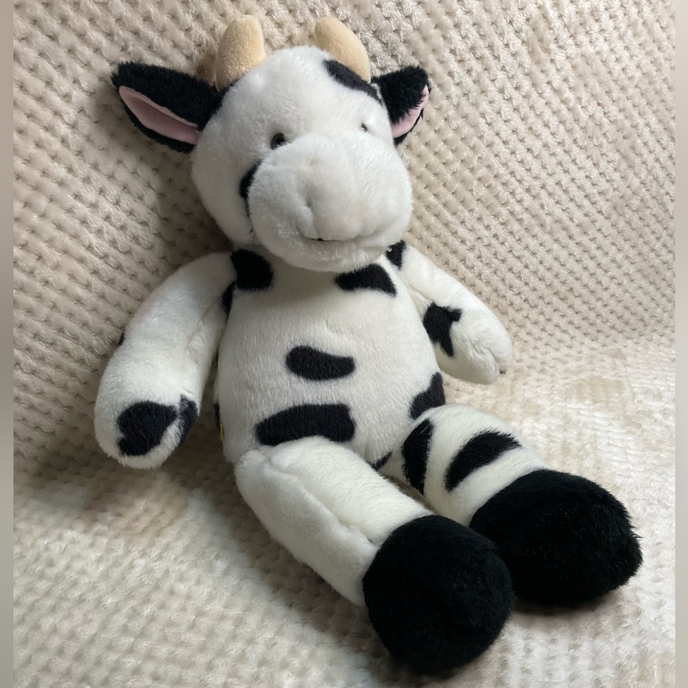 Build A Bear Workshop Plush White Black Cow Stuffed Animal Toy No Sound